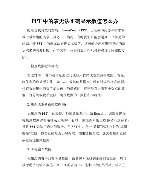 PPT中的表无法正确显示数值怎么办