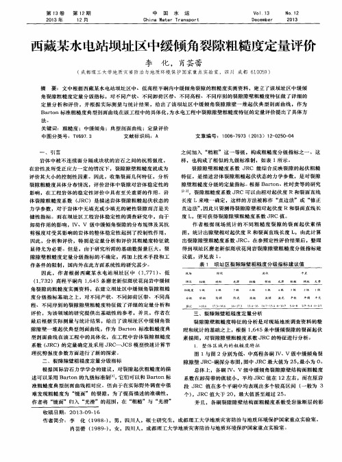 西藏某水电站坝址区中缓倾角裂隙粗糙度定量评价