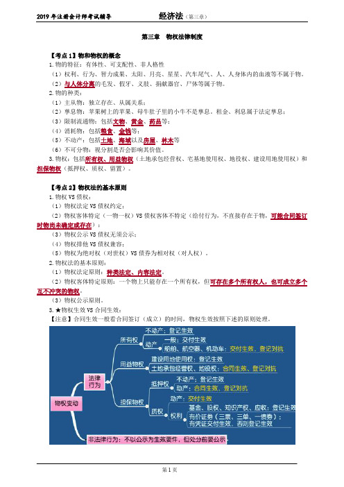 注册会计师 CPA 经济法 讲义 第三章 物权法律制度