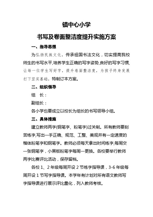 镇中心小学书写提升方案