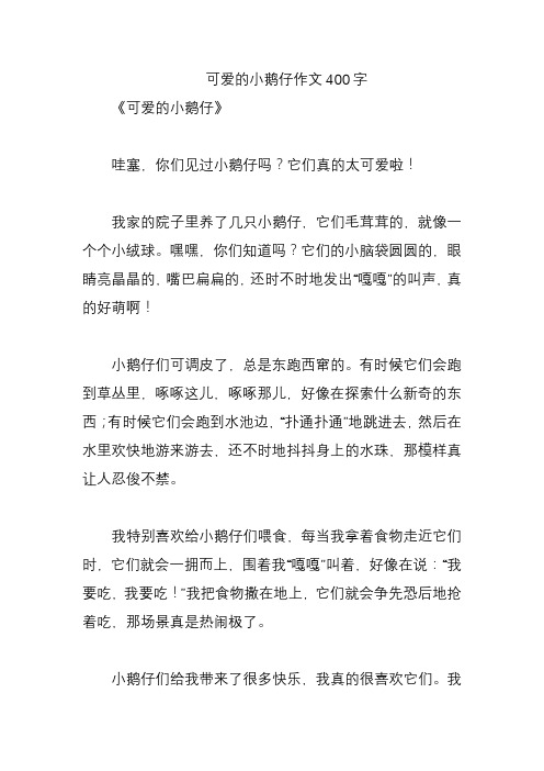 可爱的小鹅仔作文400字