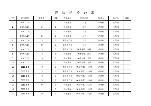 钢筋焊接台账