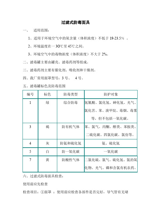 过滤式防毒面具的使用