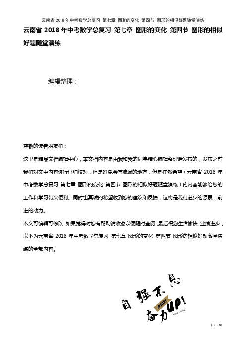 云南省中考数学总复习第七章图形的变化第四节图形的相似好题随堂演练(2021年整理)
