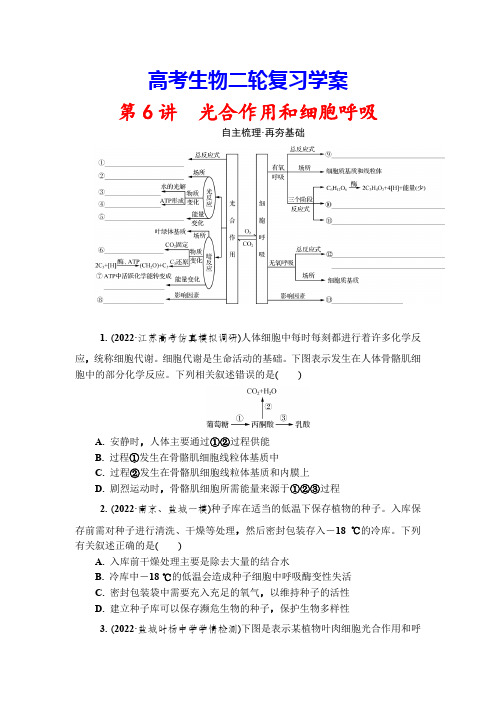 高考生物二轮复习学案：第6讲  光合作用和细胞呼吸