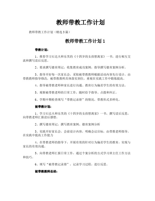 教师带教工作计划