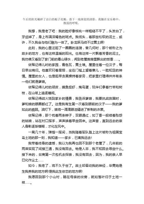 2007年安徽高考满分作文：提篮春光看妈妈