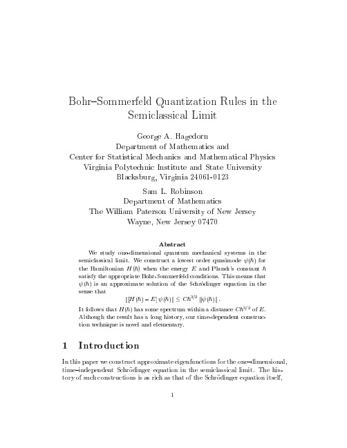 Bohr-Sommerfeld Quantization Rules in the Semiclassical