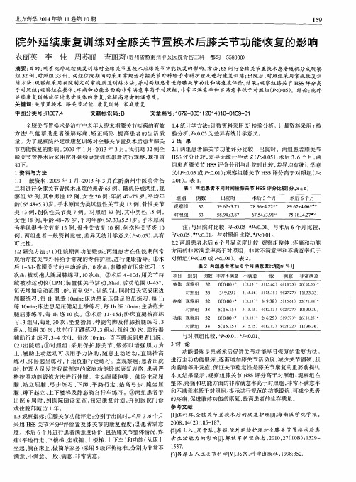 院外延续康复训练对全膝关节置换术后膝关节功能恢复的影响