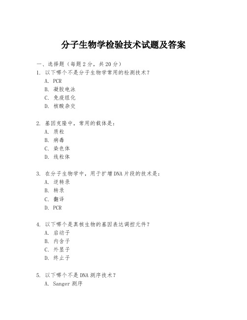 分子生物学检验技术试题及答案