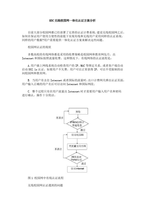 H3C无线校园网一体化认证方案分析