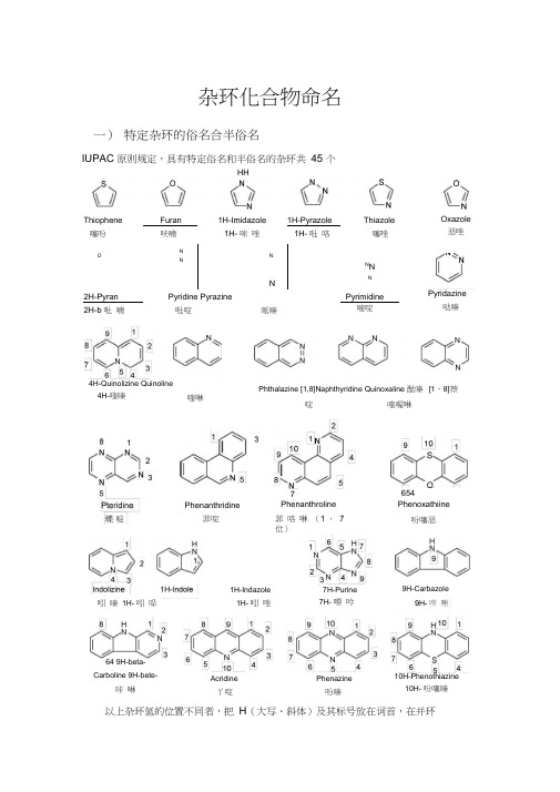 杂环化合物命名