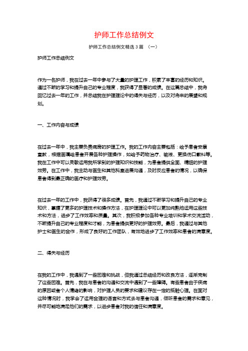 护师工作总结例文3篇