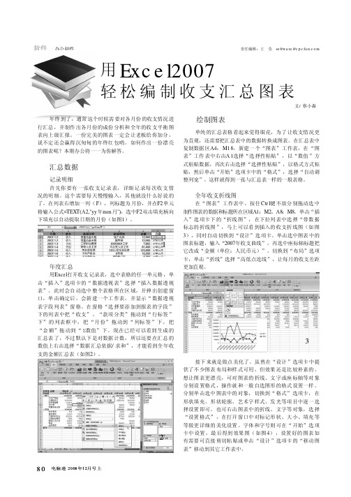 用Excel2007轻松编制收支汇总图表