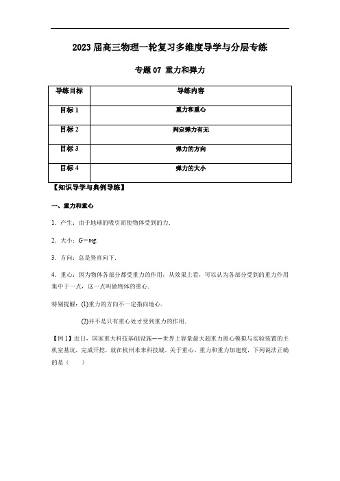 专题07 重力和弹力(解析版)