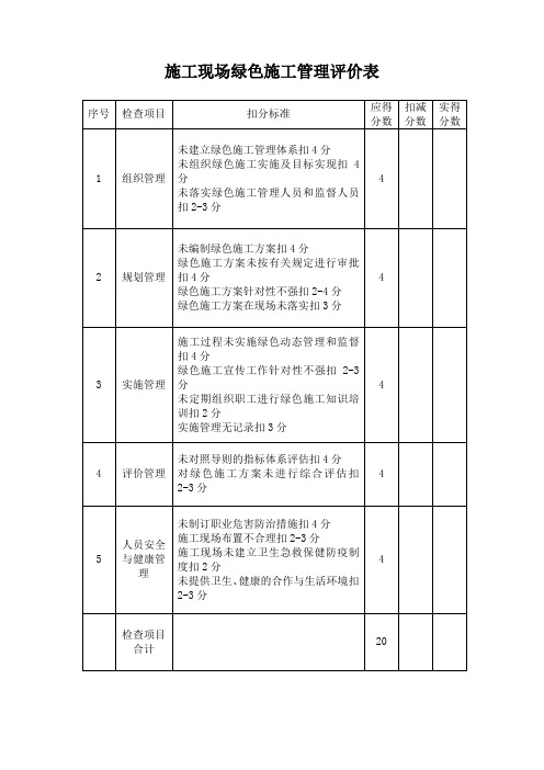 施工现场绿色施工管理评价分项表...