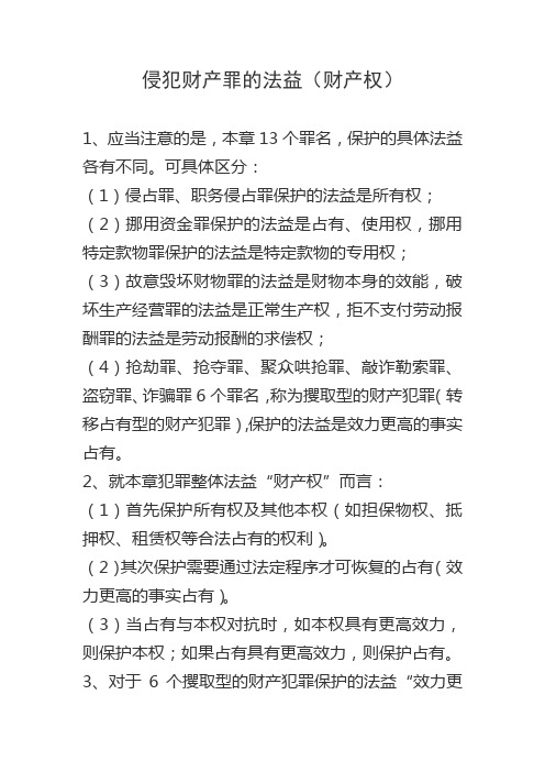 2016年司考刑法之侵犯财产罪的法益