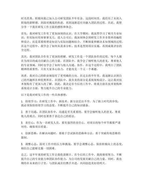 研发工作入职半年感想