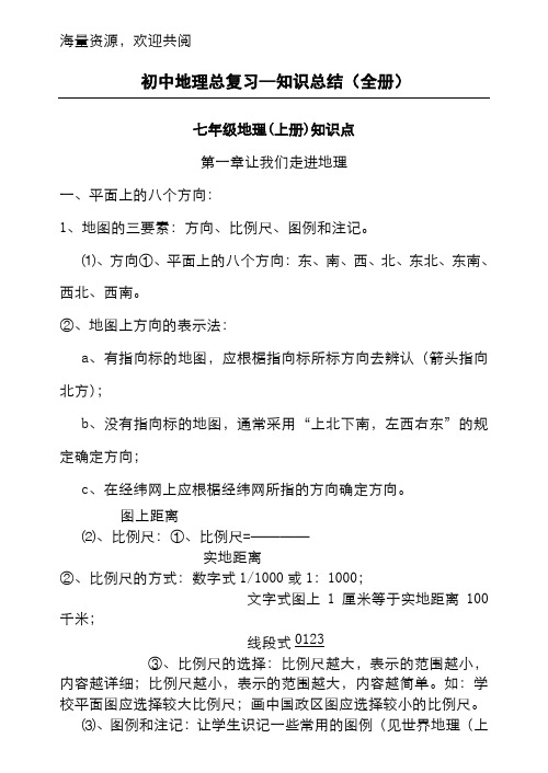 中考冲刺初中地理总复习知识点归纳(内容全面)