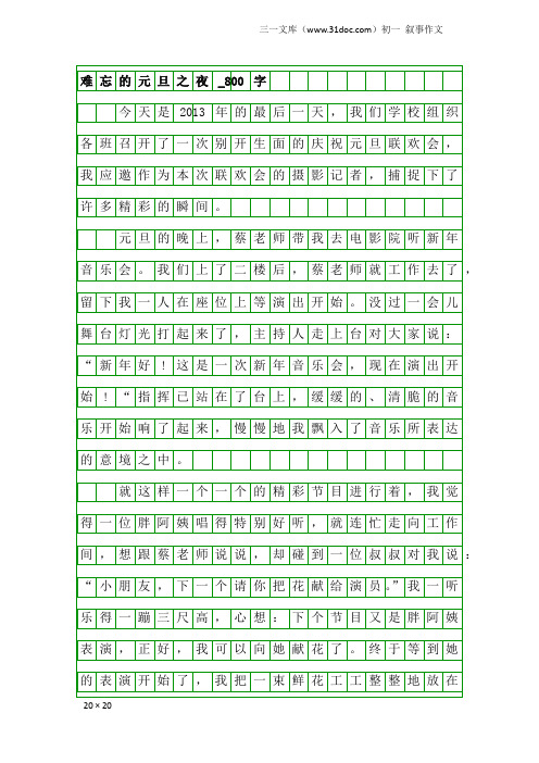 初一叙事作文：难忘的元旦之夜_800字