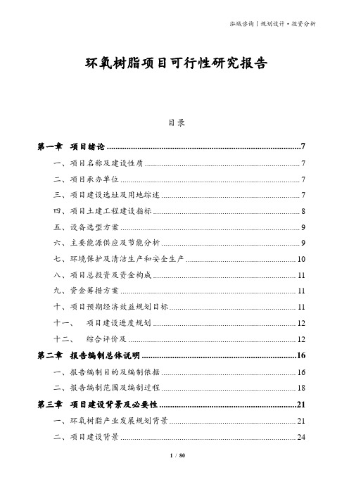 环氧树脂项目可行性研究报告