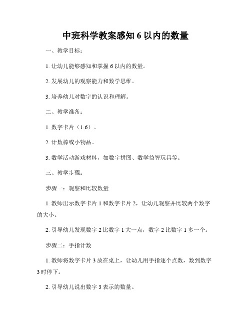 中班科学教案感知6以内的数量