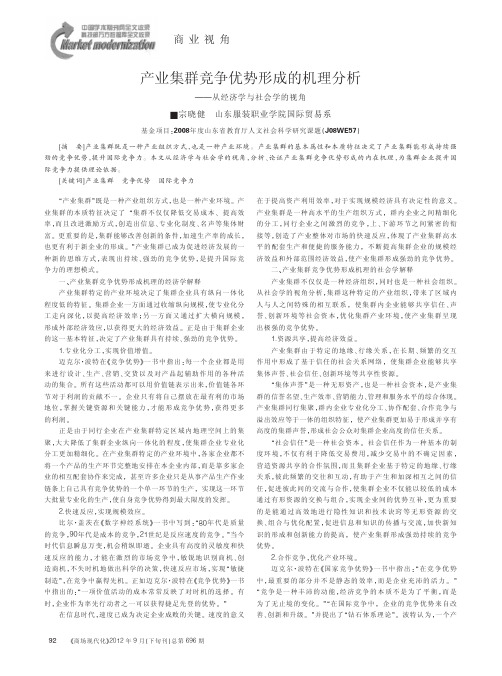 产业集群竞争优势形成的机理——从经济学与社会学的视角