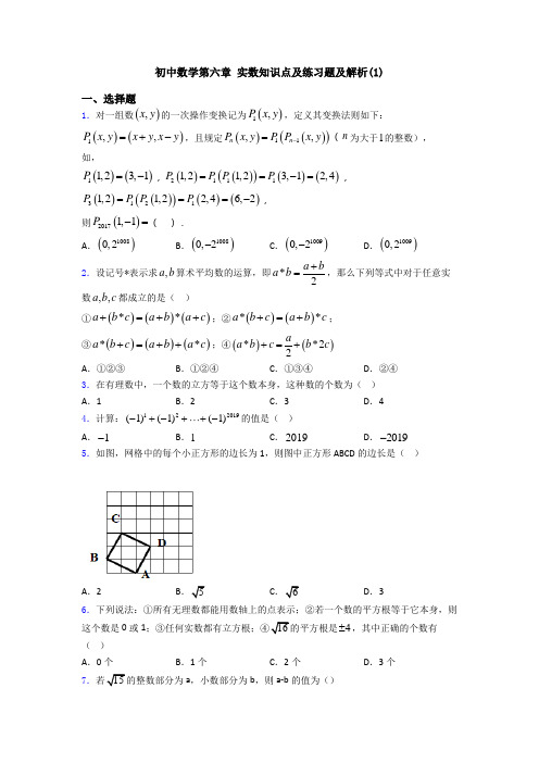 初中数学第六章 实数知识点及练习题及解析(1)