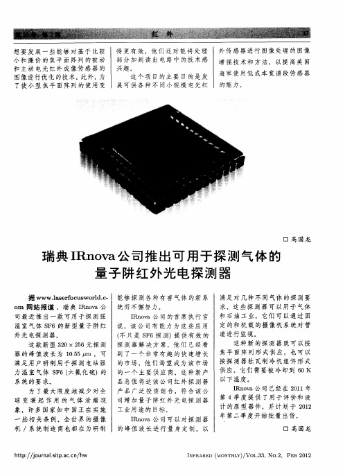 瑞典IRnova公司推出可用于探测气体的量子阱红外光电探测器