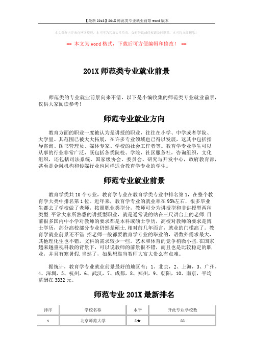 【最新2018】201X师范类专业就业前景word版本 (3页)