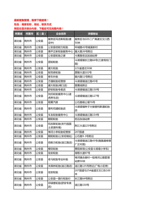 新版湖北省荆州市公安县汽车轮胎企业公司商家户名录单联系方式地址大全49家