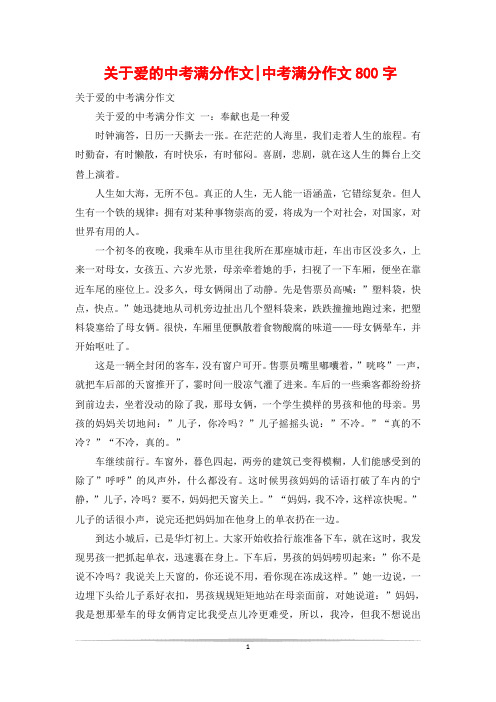 关于爱的中考满分作文-中考满分作文800字