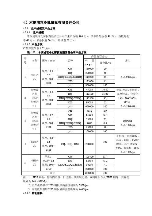 4.2 本钢浦项冷轧薄板有限责任公司