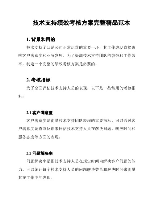 技术支持绩效考核方案完整精品范本