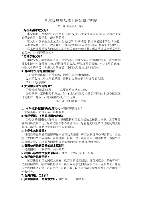 政治八年级上册知识点归纳(鲁教版政治八年级上)