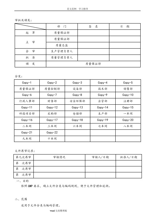 文件分类及编码规则