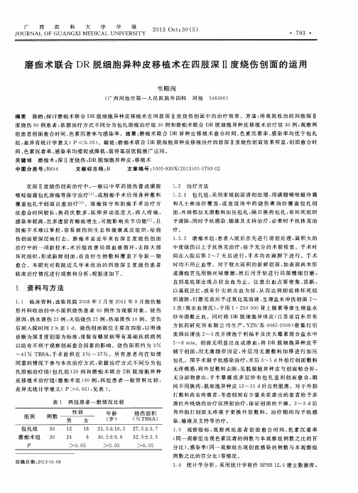 磨痂术联合DR脱细胞异种皮移植术在四肢深Ⅱ度烧伤创面的运用