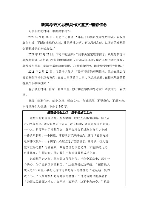 新高考语文思辨类作文鉴赏-理想信念 