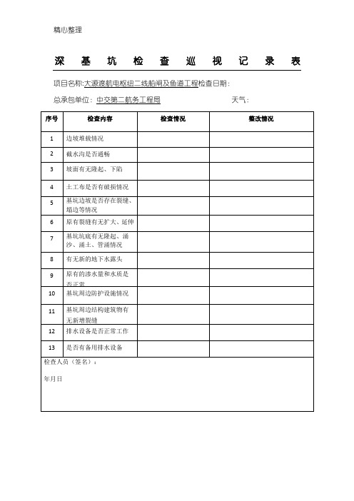 深基坑检查巡视记录表格模板2