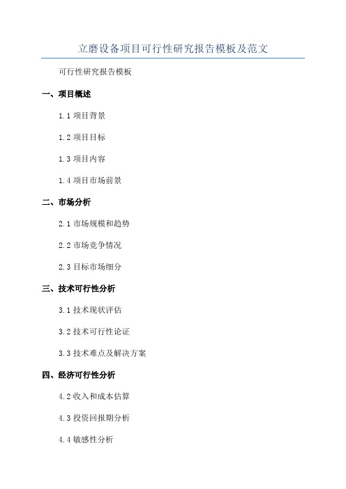 立磨设备项目可行性研究报告模板及范文