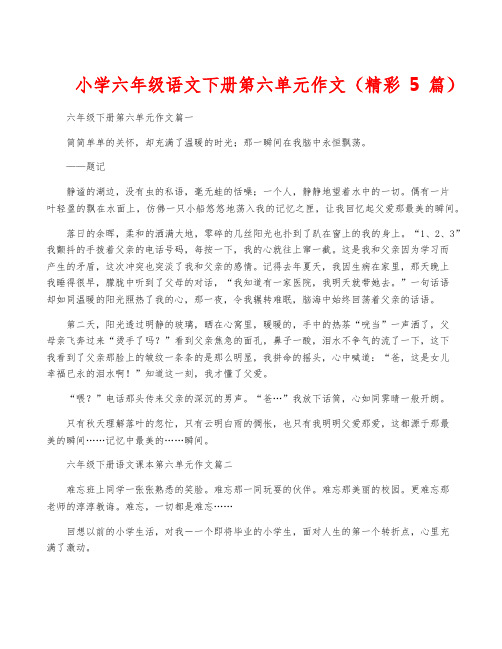 小学六年级语文下册第六单元作文(精彩5篇)