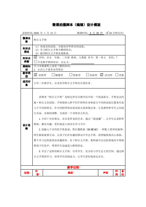 【教案】《柯尔文手势》微课设计