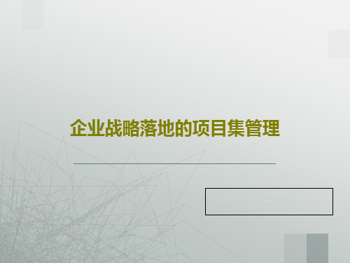 企业战略落地的项目集管理31页PPT