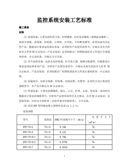 监控系统安装工艺标准