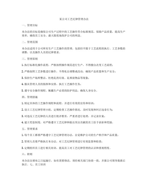 某公司工艺纪律管理办法