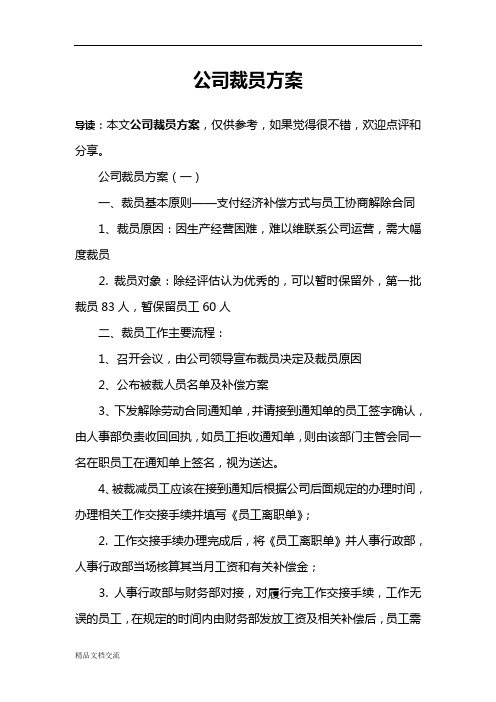 公司裁员方案