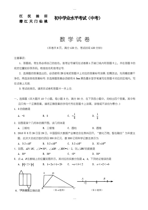 精编2019级潜江天门江汉油田中考数学模拟试卷