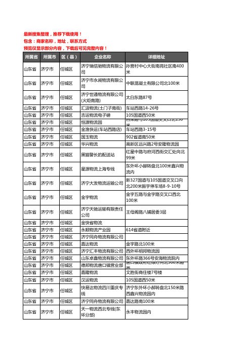 新版山东省济宁市任城区货运企业公司商家户名录单联系方式地址大全358家