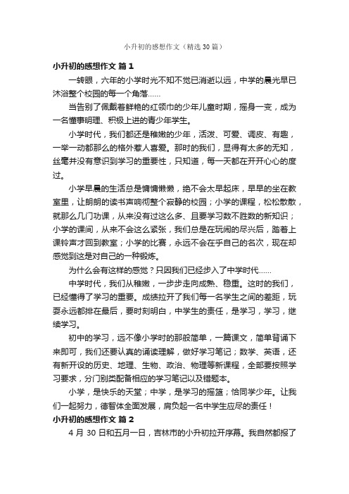 小升初的感想作文（精选30篇）