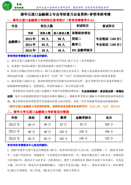 清华五道口金融硕士考研状元笔记学长经验复习资料-育明考研考博